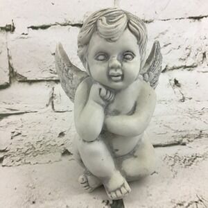 Angel Figurine Cherub Cupid 5" Hollow Ceramic Garden Decor Statue Figure